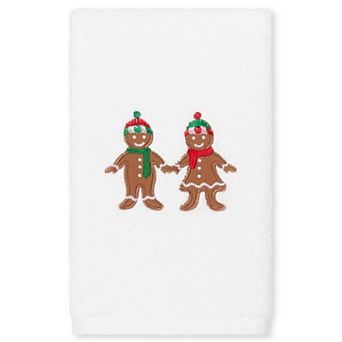 Linum Home Textiles Christmas Gingerbread Embroidered Luxury Turkish Cotton Hand Towel