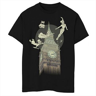 Disney's Peter Pan Boys 8-20 Darlings Flying By Clock Tower Graphic Tee