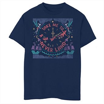 Disney's Peter Pan Boys 8-20 Take Me To Never Land Clock Graphic Tee