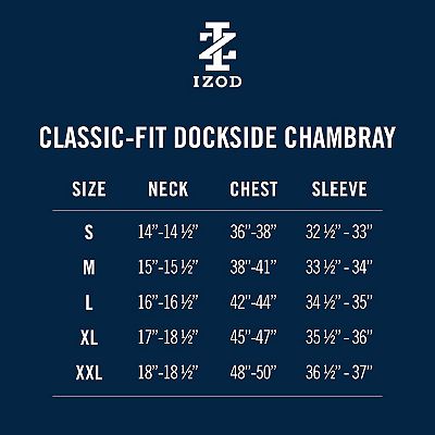 izod dress shirt size chart Izod - Size Chart
