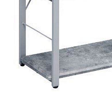 Industrial Bookshelf with 4 Shelves and Open Metal Frame, Silver and Gray