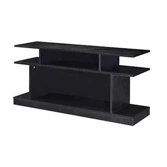 Sofa Table with 2 Open Compartments and Extended Sides, Black