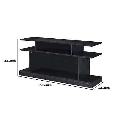Sofa Table with 2 Open Compartments and Extended Sides, Black