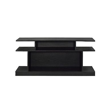Sofa Table with 2 Open Compartments and Extended Sides, Black