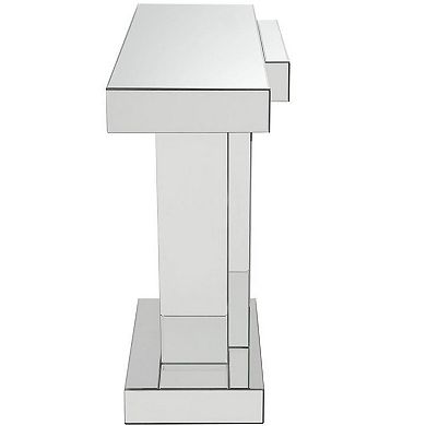 Wood and Mirror Console Table with Faux Crystals Inlay, Clear