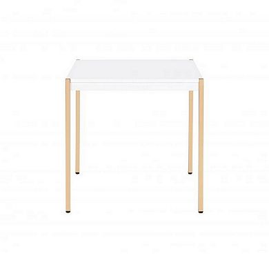 End Table with Metal Tube Legs, White and Gold