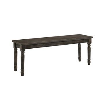 Transitional Style Rectangular Wooden Bench with Turned Legs, Bench