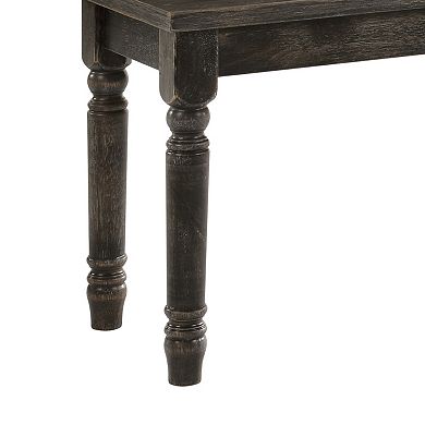 Transitional Style Rectangular Wooden Bench with Turned Legs, Bench