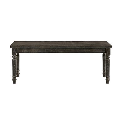 Transitional Style Rectangular Wooden Bench with Turned Legs, Bench