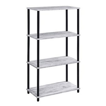 4 tier Design Bookshelf with Metal Tubular Legs, Antique White