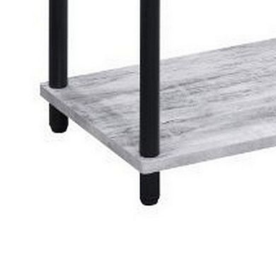 4 Tier Design Bookshelf with Metal Tubular Legs, Antique White