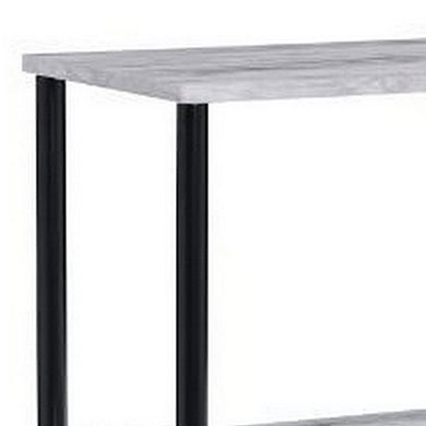 4 Tier Design Bookshelf with Metal Tubular Legs, Antique White