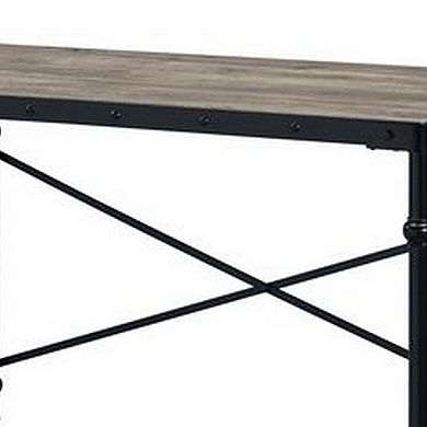 Writing Desk with Casters and Nail Accents, Black