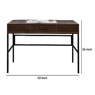 Writing Desk with Lift Top Storage and USB Plugin, Brown