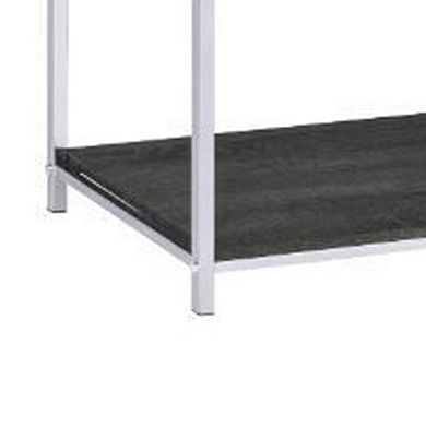 Etagere Bookshelf with 7 Shelves and Geometric Pattern,Silver and Dark Gray