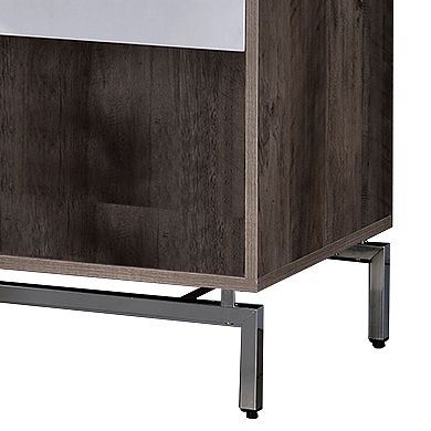 Wooden Accent Table with Open Storage and Pull Out Tray, Brown and White