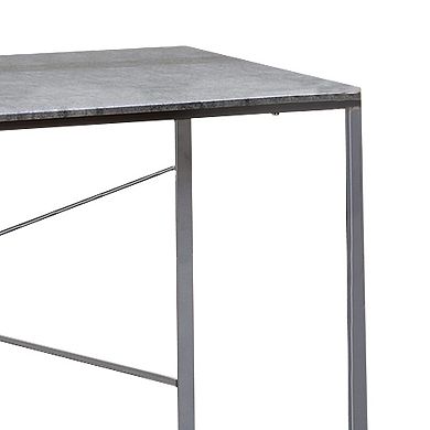 Sled Base Rectangular Table with X shape Back and Wood Top,Gray and Silver