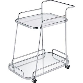 Clear Glass 2 tier Serving Cart With Chrome Finish