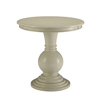 Wooden Accent Table with Pedestal Base, Antique White