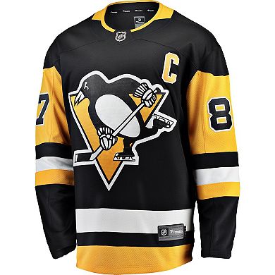 Men's Fanatics Branded Sidney Crosby Black Pittsburgh Penguins Captain Patch Home Breakaway Jersey
