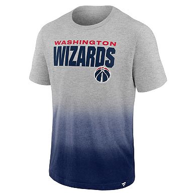 Men's Fanatics Heathered Gray/Navy Washington Wizards Board Crasher Dip-Dye T-Shirt