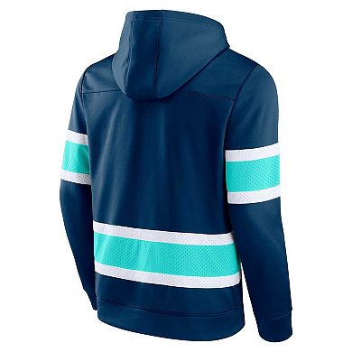 Men's Fanatics Branded Deep Sea Blue Seattle Kraken Powerplay Warrior Pullover Hoodie