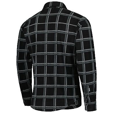 Men's Antigua Black Pittsburgh Steelers Industry Flannel Button-Up Shirt Jacket