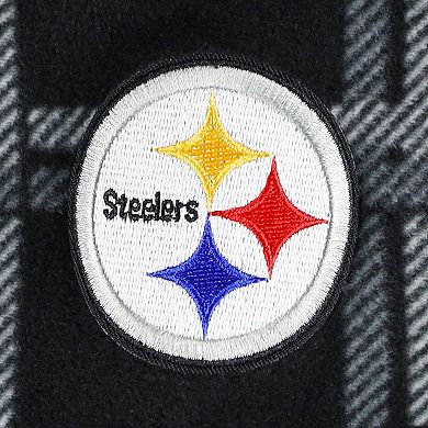 Men's Antigua Black Pittsburgh Steelers Industry Flannel Button-Up Shirt Jacket