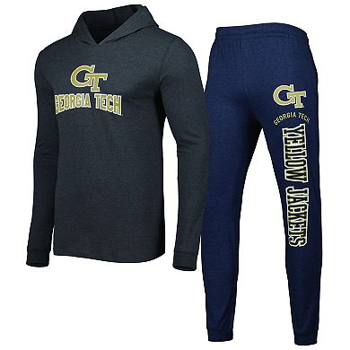 Men's Concepts Sport Navy/Charcoal Georgia Tech Yellow Jackets Meter Pullover Hoodie & Pant Sleep Set