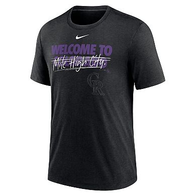 Men's Nike Heather Black Colorado Rockies Home Spin Tri-Blend T-Shirt