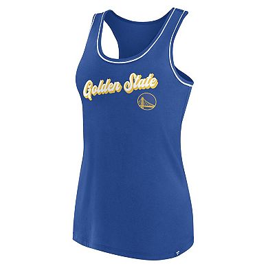 Women's Fanatics Branded Royal Golden State Warriors Wordmark Logo Racerback Tank Top