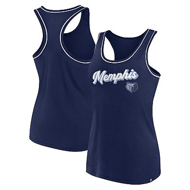 Women's Fanatics Branded Navy Memphis Grizzlies Wordmark Logo Racerback Tank Top