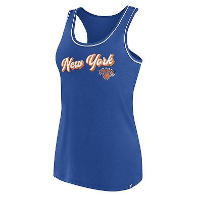 Women's Fanatics Branded Blue New York Knicks Wordmark Logo Racerback Tank Top