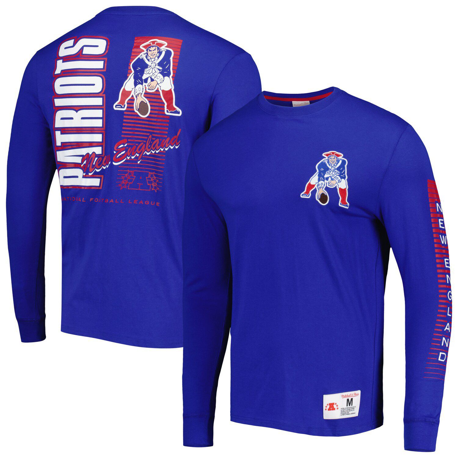 Men's Nike Red/Royal New England Patriots Throwback Raglan Long Sleeve  T-Shirt