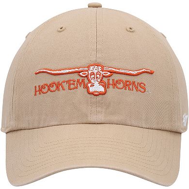 Men's '47 Khaki Texas Longhorns Vault Script Clean Up Adjustable Hat