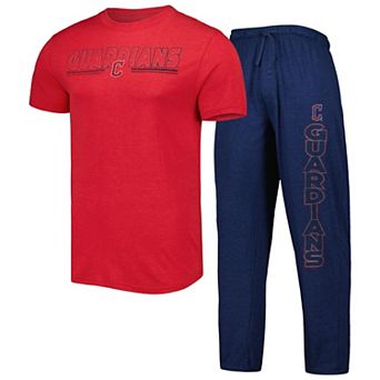 Men's Concepts Sport Navy/Red Cleveland Guardians Meter T-Shirt and Pants Sleep Set