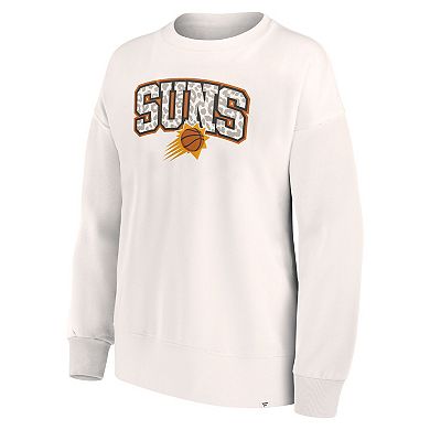 Women's Fanatics Branded White Phoenix Suns Tonal Leopard Pullover Sweatshirt