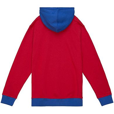 Men's Mitchell & Ness Red/Navy New England Patriots Big & Tall Big Face Pullover Hoodie