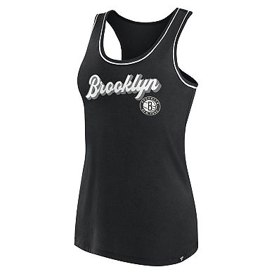 Women's Fanatics Branded Black Brooklyn Nets Wordmark Logo Racerback Tank Top