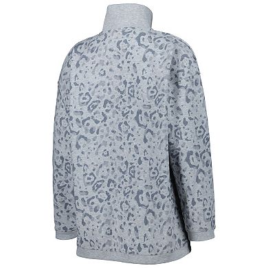 Women's Gameday Couture Heather Gray Florida State Seminoles Leopard Quarter-Zip Sweatshirt