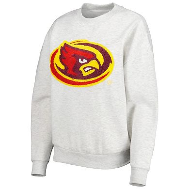 Women's Gameday Couture Heather Gray Iowa State Cyclones Chenille Patch Fleece Pullover Sweatshirt