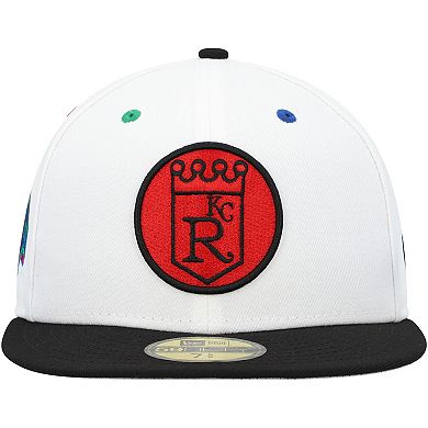 Men's New Era White/Black Kansas City Royals  Primary Eye 59FIFTY Fitted Hat