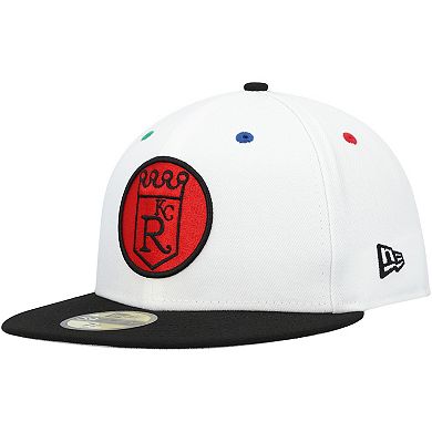 Men's New Era White/Black Kansas City Royals  Primary Eye 59FIFTY Fitted Hat