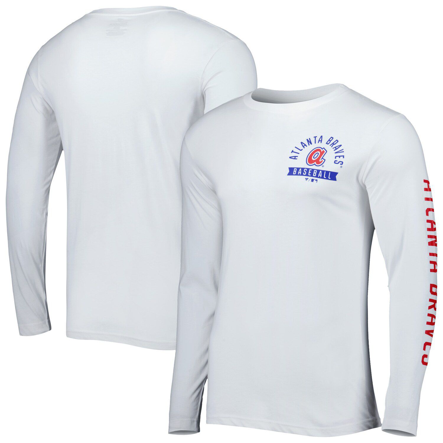 Men's Mitchell & Ness Royal Atlanta Braves Cooperstown Collection Wordmark  Slub Long Sleeve T-Shirt