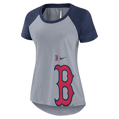 Women s Nike Heather Gray Boston Red Sox Summer Breeze Raglan Fashion T Shirt