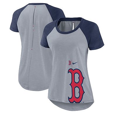 Women's Nike Heather Gray Boston Red Sox Summer Breeze Raglan Fashion T-Shirt