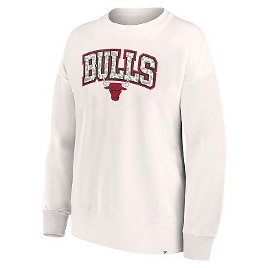 Women's Fanatics Branded White Chicago Bulls Tonal Leopard Pullover Sweatshirt