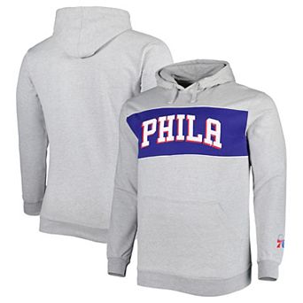 Men's Fanatics Branded Heather Gray Philadelphia 76ers Big & Tall Wordmark Pullover Hoodie