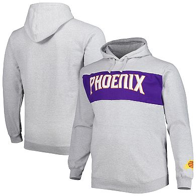 Men's Fanatics Branded Heather Gray Phoenix Suns Big & Tall Wordmark Pullover Hoodie