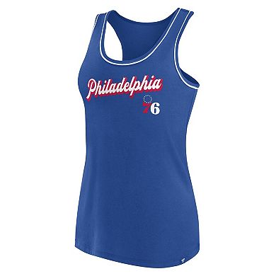 Women's Fanatics Branded Royal Philadelphia 76ers Wordmark Logo Racerback Tank Top